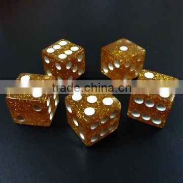 High quality plastic 16mm dice with glitter effect