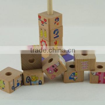 Wooden intelligence building block toys and learning toys for baby