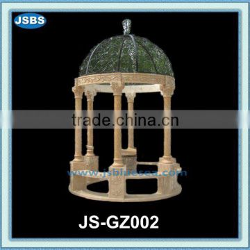 2015 New Product Hand Caved Beige Marble Gazebo Garden Ornaments