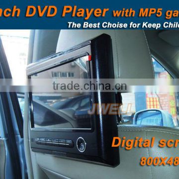 Headrest car dvd 9 inch lcd screen with DVD IR FM USB SD MP5 32bits Games speaker