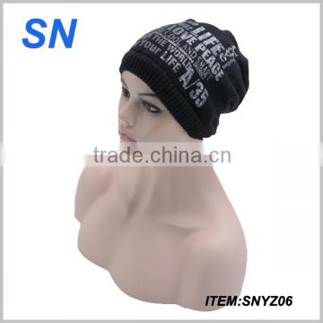 good quality custom novelty acrylic knitted printed hat use as scarf