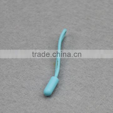cheapest nylon plastic zip puller, black color plastic zipper puller with green zipper slider