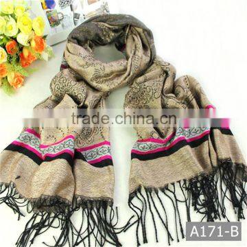 A171 Polyster long hot selling 100% silk woven scarf