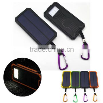 Waterproof solar cell phone charger with 8000 to 12000mah capacity