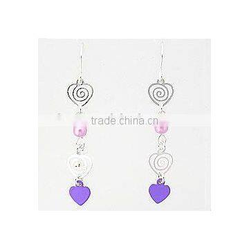 fashion 316L stainless steel with doubel purple heart dangle body piercing earrings
