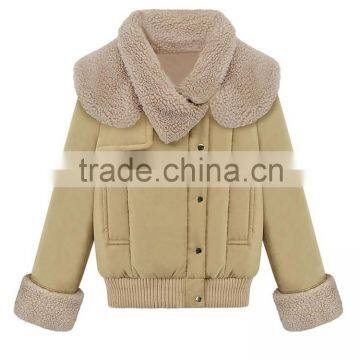 Women Long Sleeve Double Lapel Woolen Loose Jacket