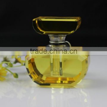yellow color empty crystal perfume bottle for laddys