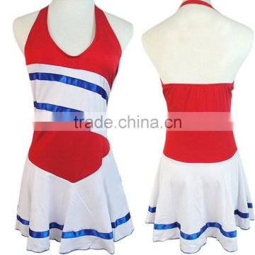Wholesale Custom Team Name And Logo Sublimation Cheer Uniforms, Women's Adult Cheerleading Uniform Dress With Sexy Halter Design