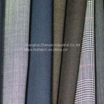 Fashion Polyester TR Men's suit Fabric  Woven Check Suiting Fabric Manufacturer uniform