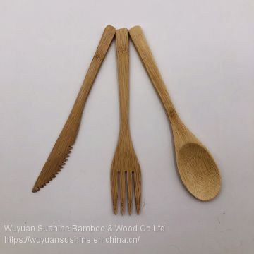 A Set of Bamboo Knife,Spoon and Fork
