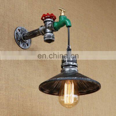 Retro iron Water pipe loft wall lamp E27 led lights for cafe bedroom living room