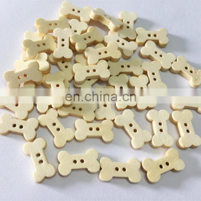 2 Holes Cartoon Craft Cute DIY Baby Kids Unfinished Natural Bone Wooden Button