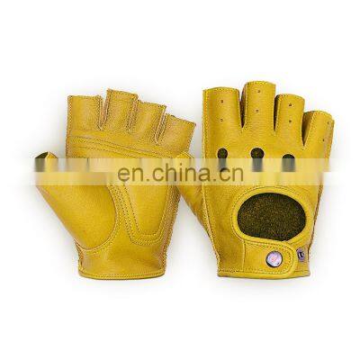 HANDLANDY Yellow sports half finger glove leather work gloves outdoor riding ladies gloves