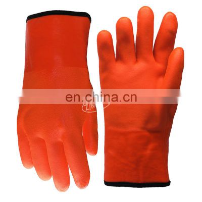 High Visible Orange Chemical&Oil Resistant PVC Insulated Cold Weather Gloves