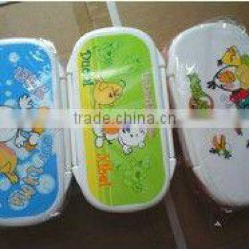 Plastic lunch box with spoon and forks