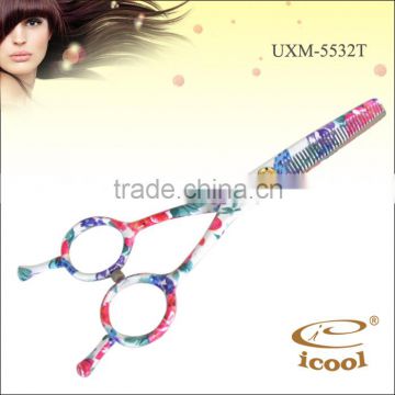 ICOOL UXM-5532T high quality hair thinning scissors with flower print