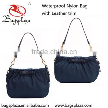 Alibaba China OEM Factory Korean Style Cute Bowknot Blue Nylon Shoulder Bags