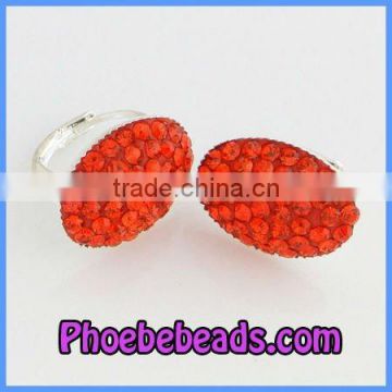 Hot Selling Clay Base Silver Plated Red Crystal Pave Earring Designs For Women PEA13