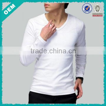 Long sleeve 95 cotton 5 spandex t shirts in plus size t shirts v neck for men