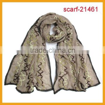 Wholesale plain polyester & ta embroidery scarf