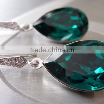 falak gems Emerald Earrings Emerald Green Earrings Crystal