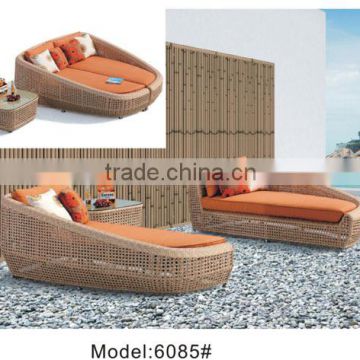 Outdoor rattan furniture rattan double daybed with 2 single daybeds