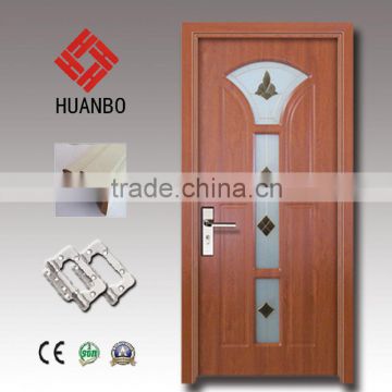 2015 Laminated pvc wooden panel glass insert door with frame