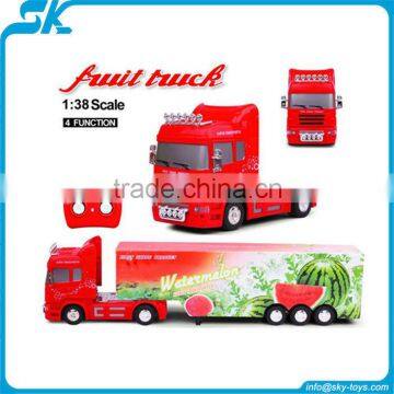 !new design - 1:38 plastic rc heavy fruit truck - child toy rc semi truck
