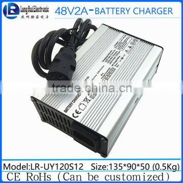 100% Guarantee High Quality 13S 54.6V 48V 2A Li-ion Electric Type Battery Charger with Aluminium Alloy