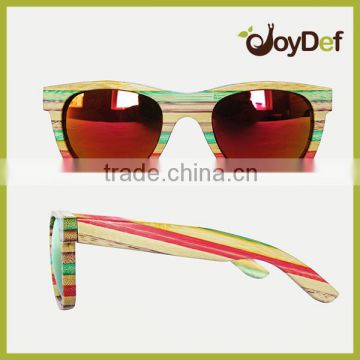 100% natural wholesale price handmade wooden sunglasses with mirrored lens