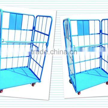 mobile powder coated wire container cage,cart