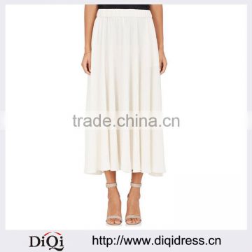 Customized Lady's Apparel Ivor-color Satin-backed Crepe A-line Skirt(DQM027S)