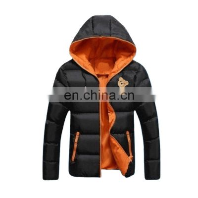 Wholesale custom men and women mixed winter casual down jacket hooded top crop DIY broken head bear cotton jacket S-5XL