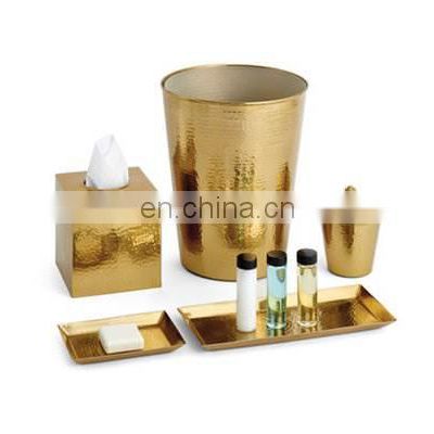 gold plated shiny metal bathroom set