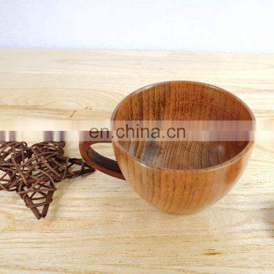 New Design Children Wide Mouth Reusable Custom Logo Wood Water Milk Drinking Cup With Handle