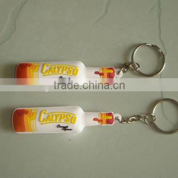 beer bottle shape PVC promotional keychain, PVC keychain China factory