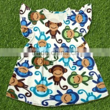 New design kid clothes 2016 summer wholesale children boutique clothing set Cartoon characters design flutter sleeve girl dress