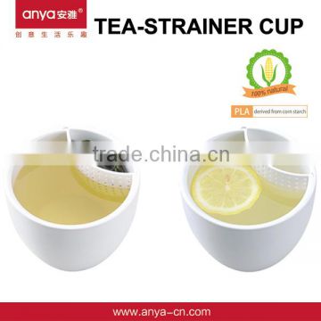 D674 PLA Tea Cup With Strainer Plastic Water Cup With Filter 330ML