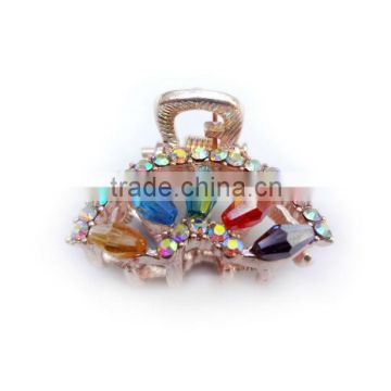 Multicolor Glass Beads Fan Design Hair Claw With Crystals