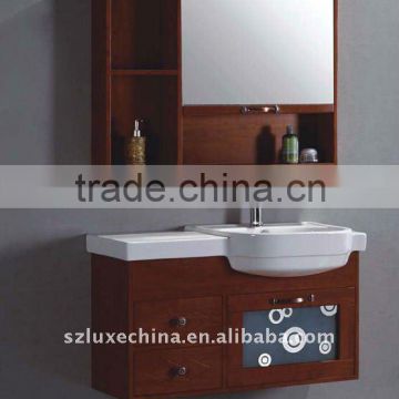 Ceramic Sink Bathroom wooden Wall Cabinet sets