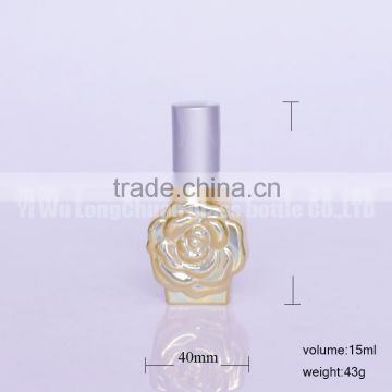 15ml Gold/Silver Rose Flower Shape Refillable Spray Perfume Empty Glass Bottle