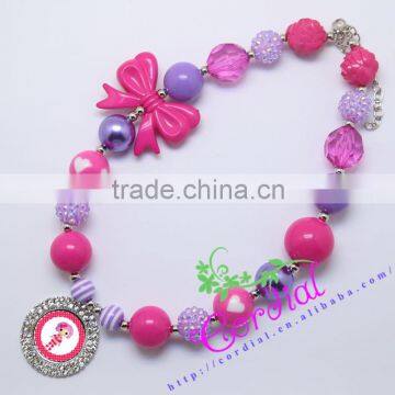 High Quality Handmade Bead Jewelry Yiwu Cordial Design Rhinestone Beaded Character Necklace For Girl