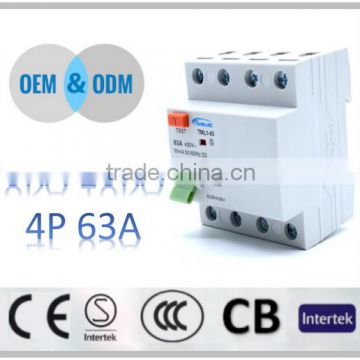 TML1-63 low voltage 4p 63a 100ma rccb circuit breaker