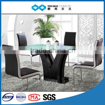 TB modern retangle stainless steel 12mm tempered glass dining table