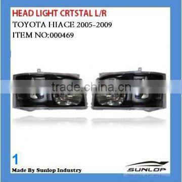 toyota hiace car body parts crystal hiace head lights black #00469 head lamp for hiace 2005-2009,commuter,quantum