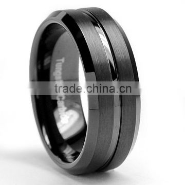 Cool Retro Men's Ring Black Pure Tungsten Carbide Finger Band 8mm Width Classic Personalized Gift