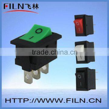 KCD1-102 electrical plug with green rocker switch 3 pin