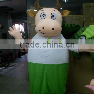 Malan Cow Green Shirt Mascot Costume