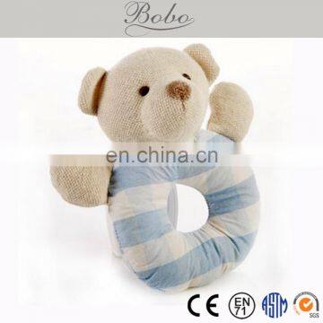 BE133014-B 14cm soft Blue bear plush stuffed baby rattle