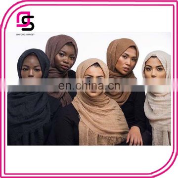 wholesale newest pleated breathable solid color hijab scarf shawl